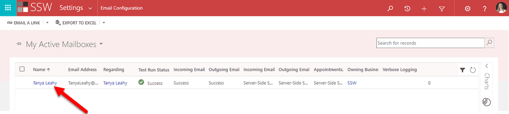 crm open mailbox settings