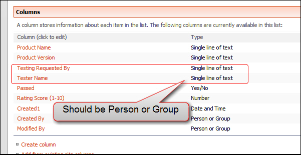 The user type should be Person or Group