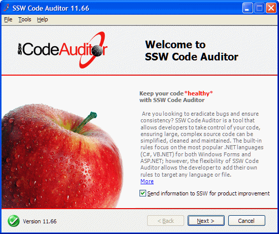 Code Auditor Welcome Screen