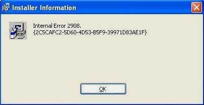 How to Fix Error 2908, An internal error has occurred