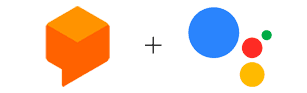 Google Dialogflow and Google Assistant logos