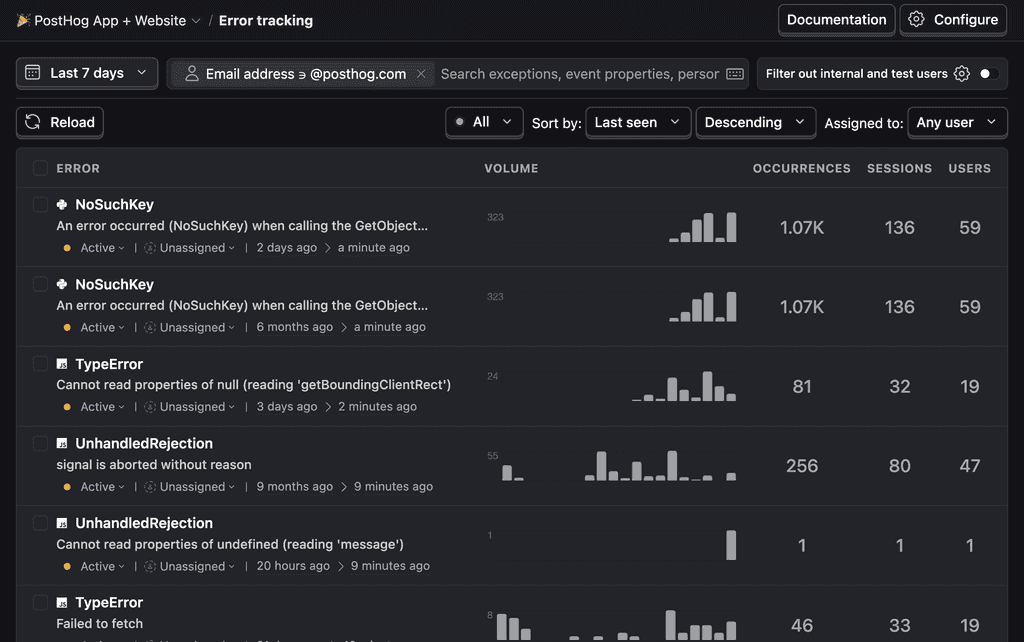posthog error tracking