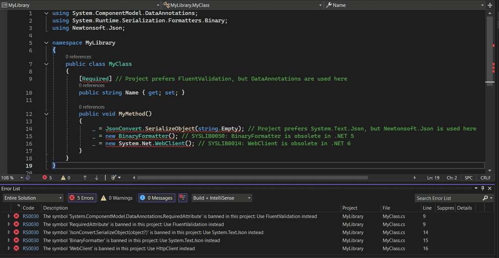 banned api lists errors