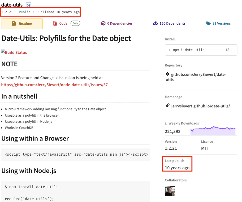 last published npm bad