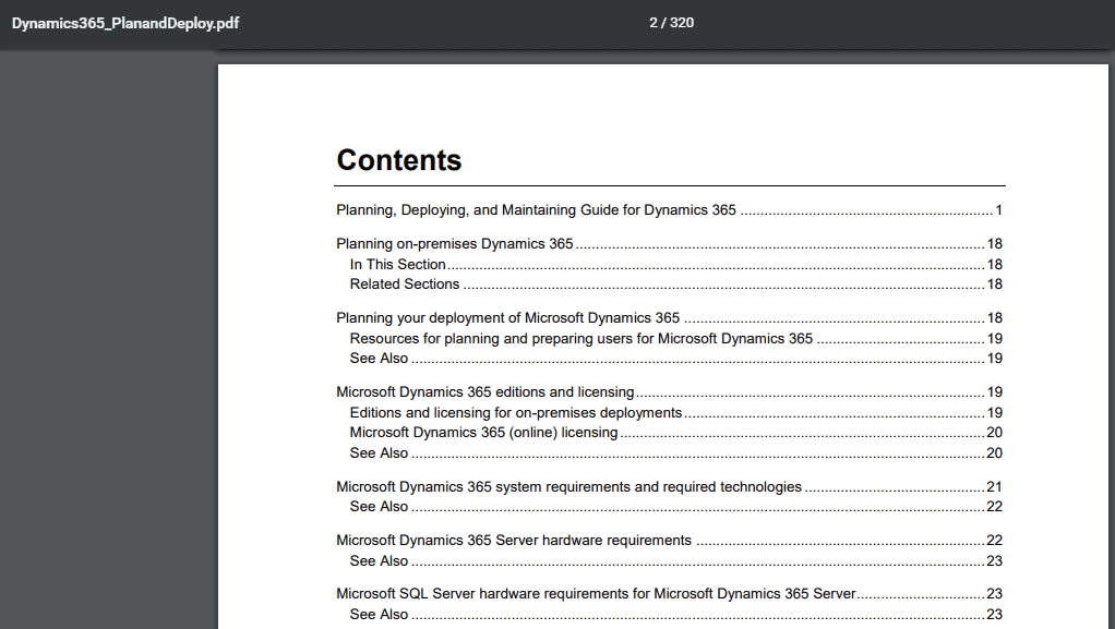 microsoft dynamics 365 implementation guide screenshot contents