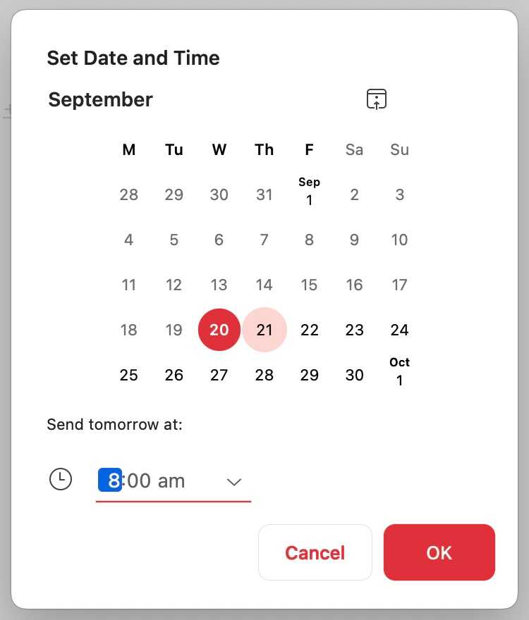 schedule send calendar