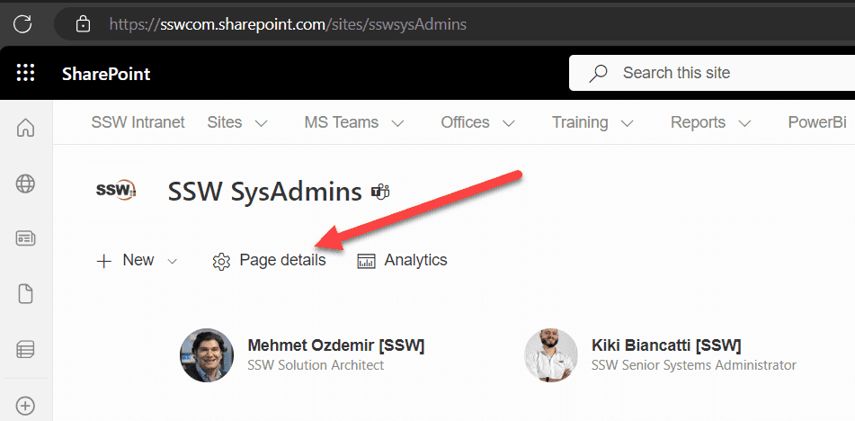 sharepoint page details