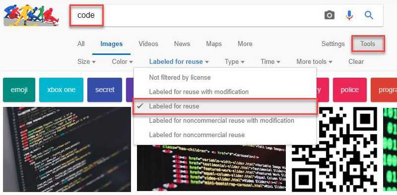 google image labeled reuse