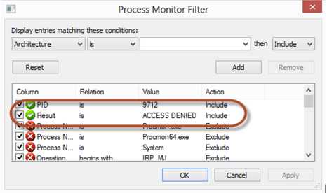 process monitor filter