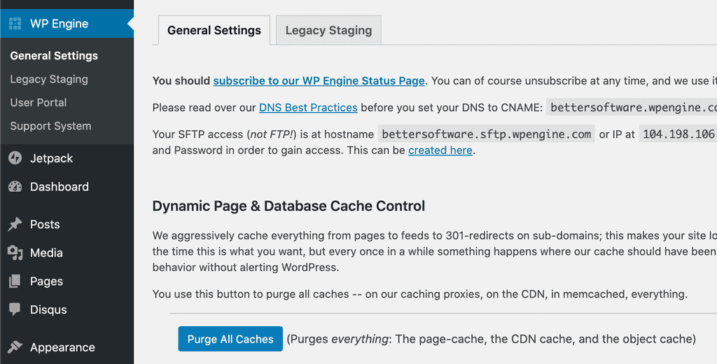 purge cache wpengine wordpress
