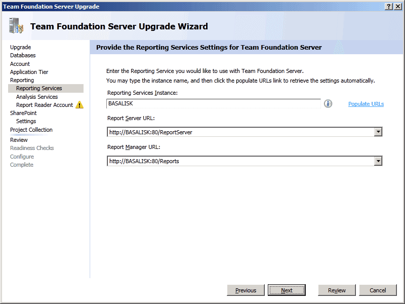 07 TFS Upgrade Wizard   Reporting   Reporting Services
