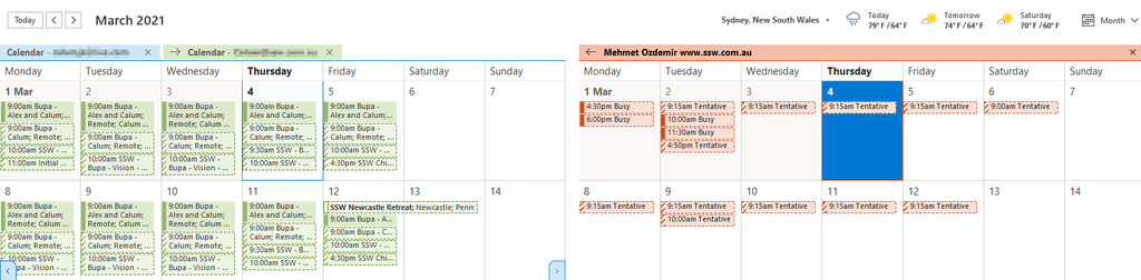 outlook calendar example