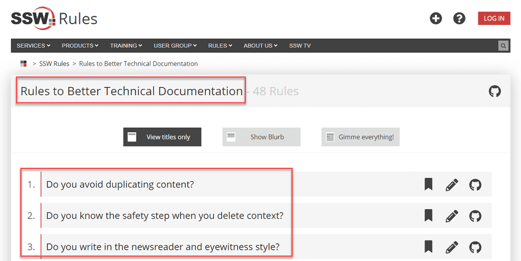 rules to better technical documentation example