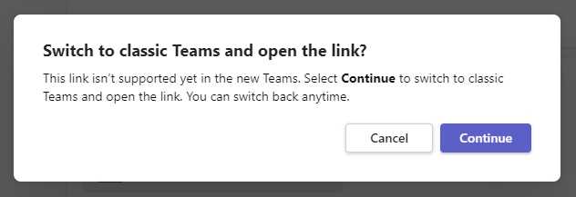 switch to classic teams and open the link