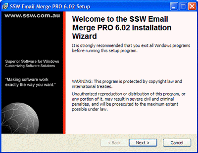 SSW Email Merge PRO Setup