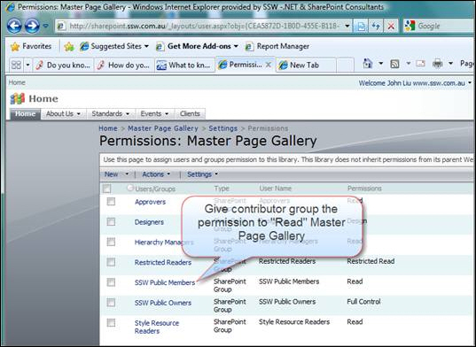 Give permission to the contributor and they can read the master page gallery