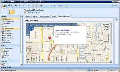 The CRM account should have a integrated map with highlighted address.