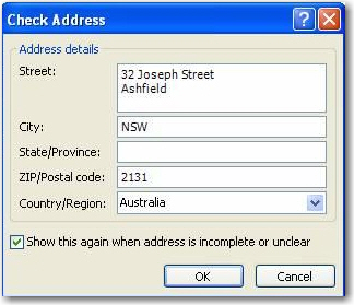 Street Address in Outlook