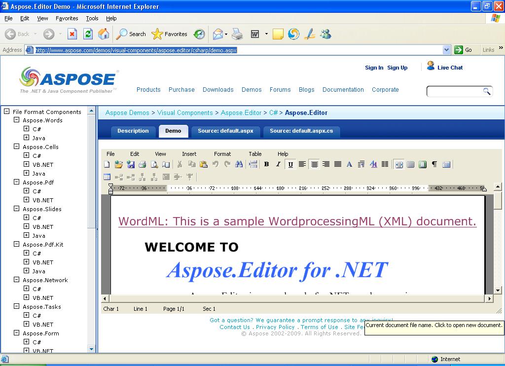 Aspose Editor