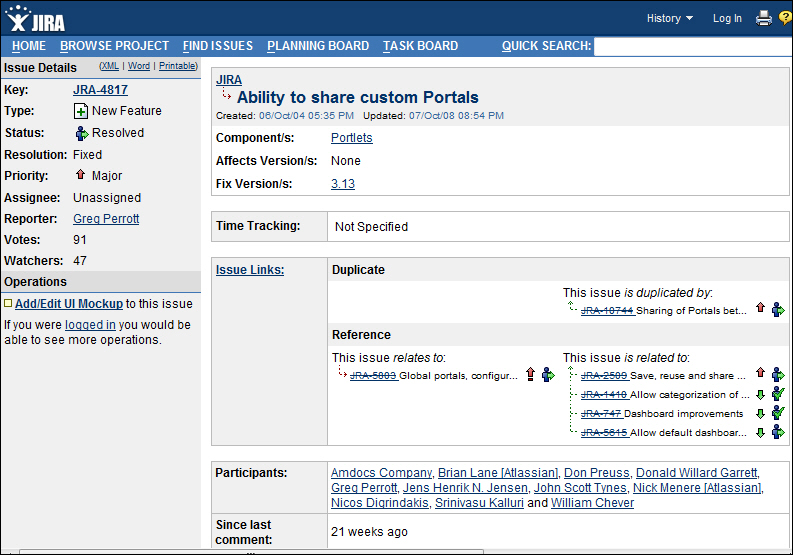 Atlassian's feature portal