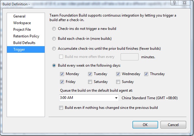 Configure in TFS to build a new version every day