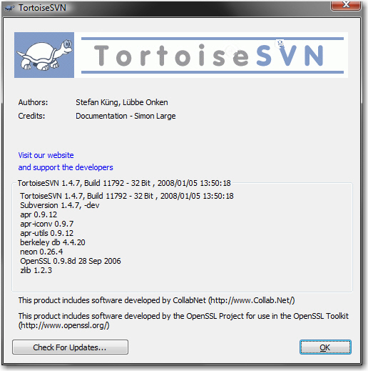 Good public display of version number Tortoise SVN Help About screen