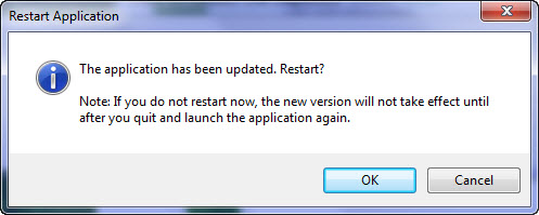 Restarting the application is required.