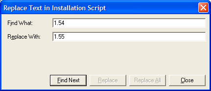 Replace versions in script
