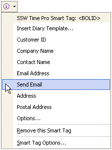 Smart Tag Menu Send Email